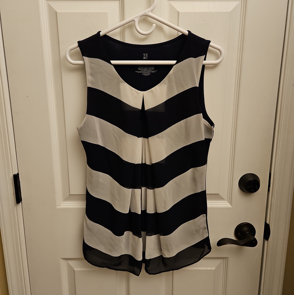 New York & Company Black and White Striped Sleeveless Camisole